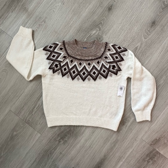 Girls 10-12 L Fair Isle Crew Neck Sweater - Picture 1 of 5